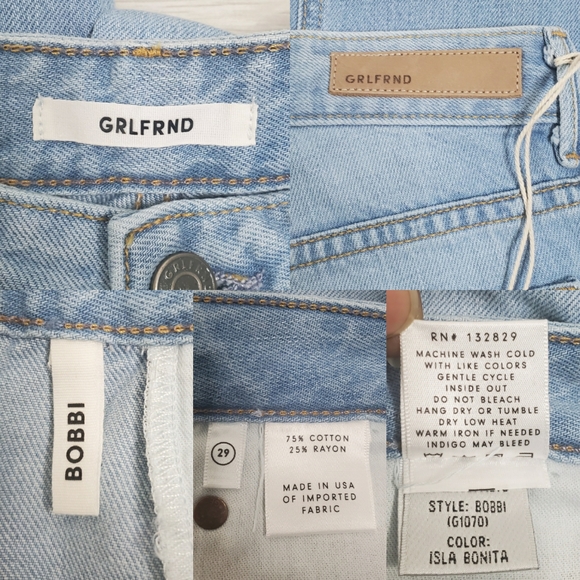 GRLFRND Bobbi Cropped High-Rise Straight Leg Jean 29. - Picture 5 of 5